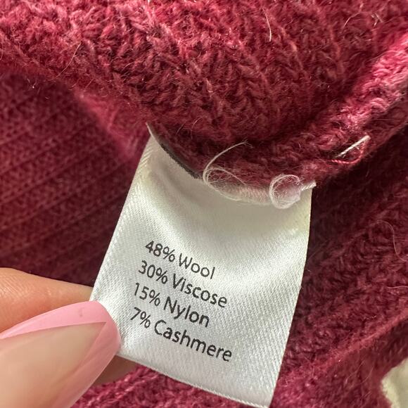 BARTOLINI Sweater Womens Small Dark Pink Mock Neck Pullover Wool Cashmere Blend - Picture 6 of 9